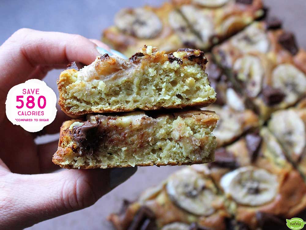 High Protein Banana, Chocolate Chunk & Peanut Butter Blondies