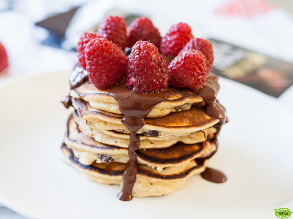 DARK CHOCOLATE RASPBERRY PANCAKES