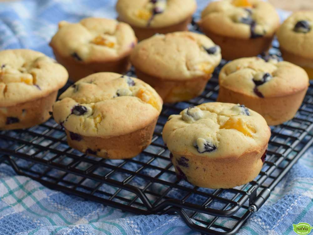 PEACH & BLUEBERRY MUFFINS