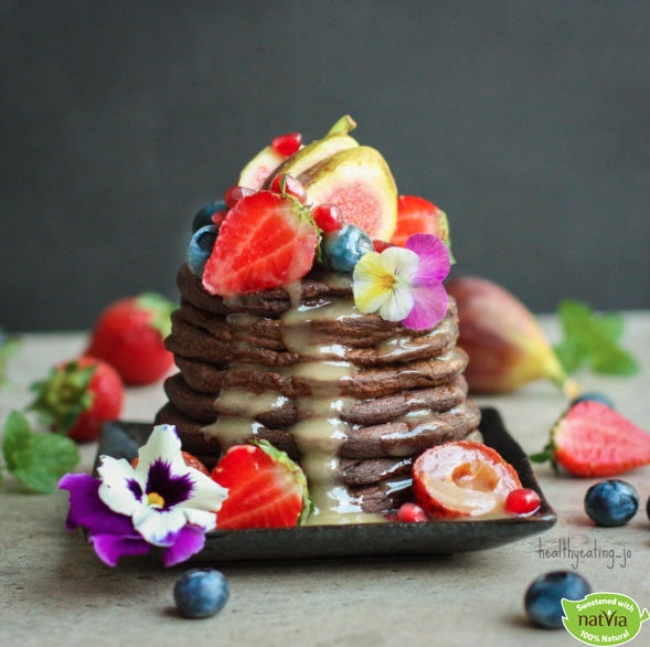 Chocolate Zucchini Pancakes with Salted Caramel Sauce