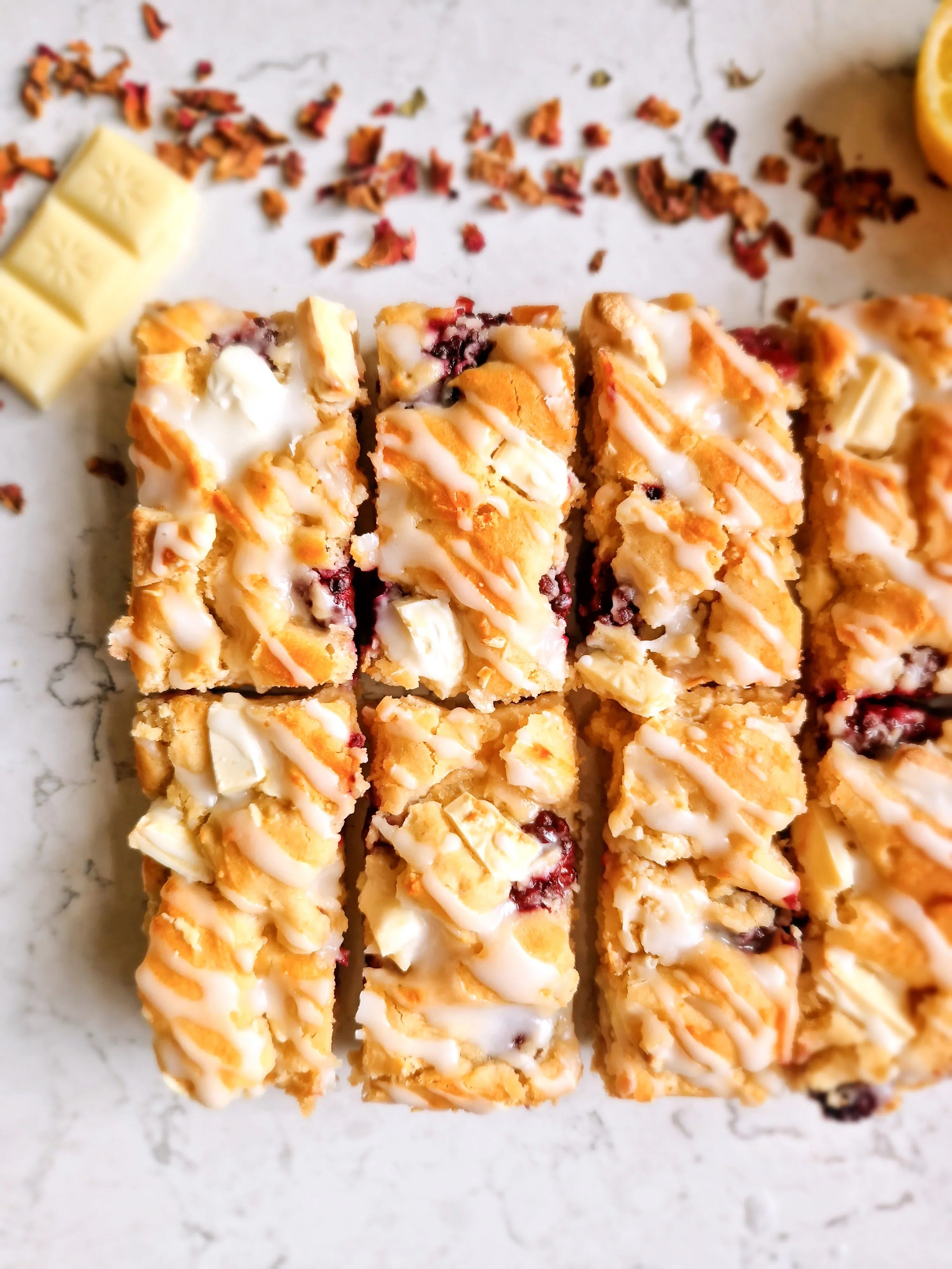 White Chocolate, Lemon and Berry Blondies