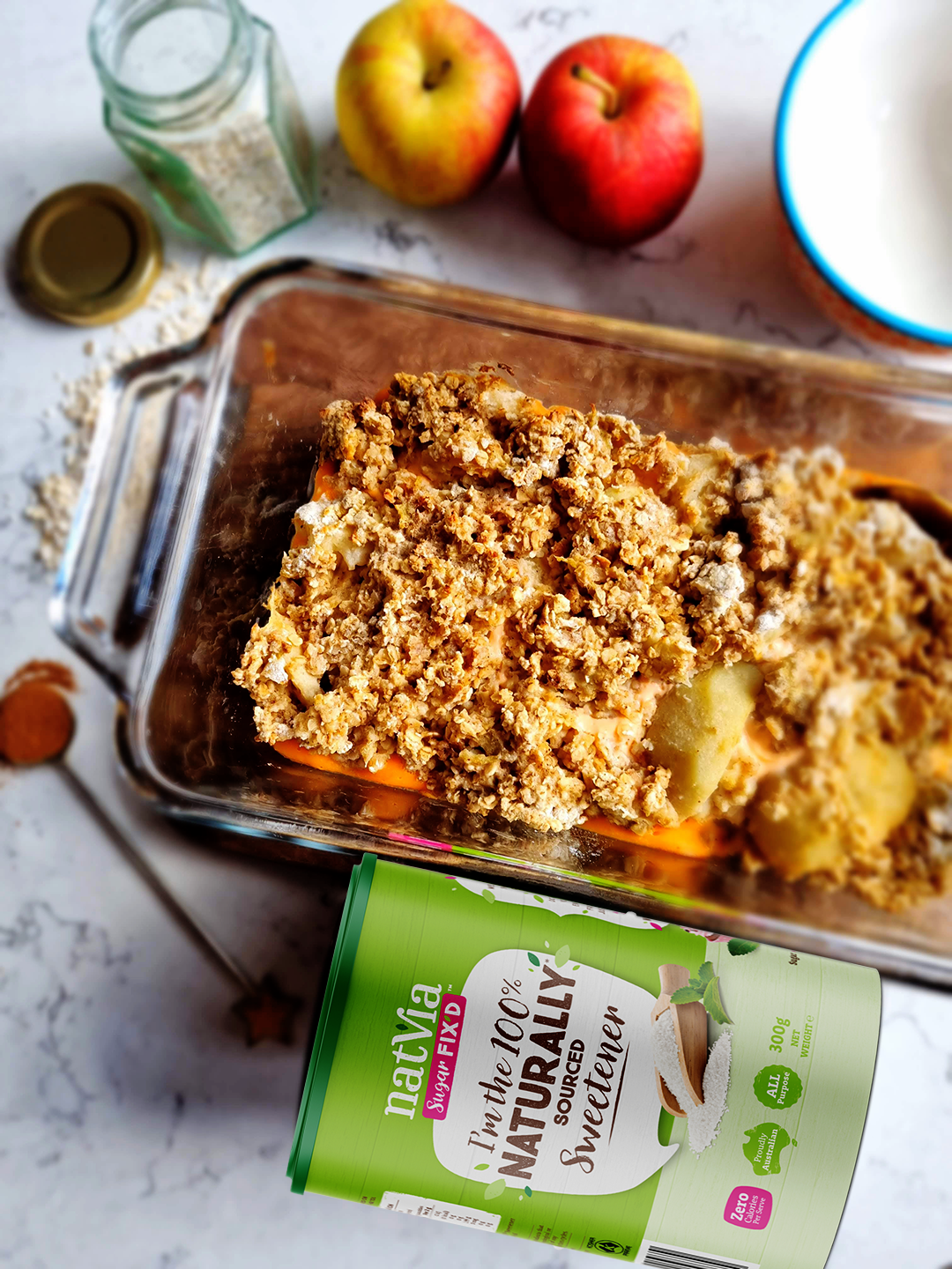 Apple Custard Crumble Baked Oats