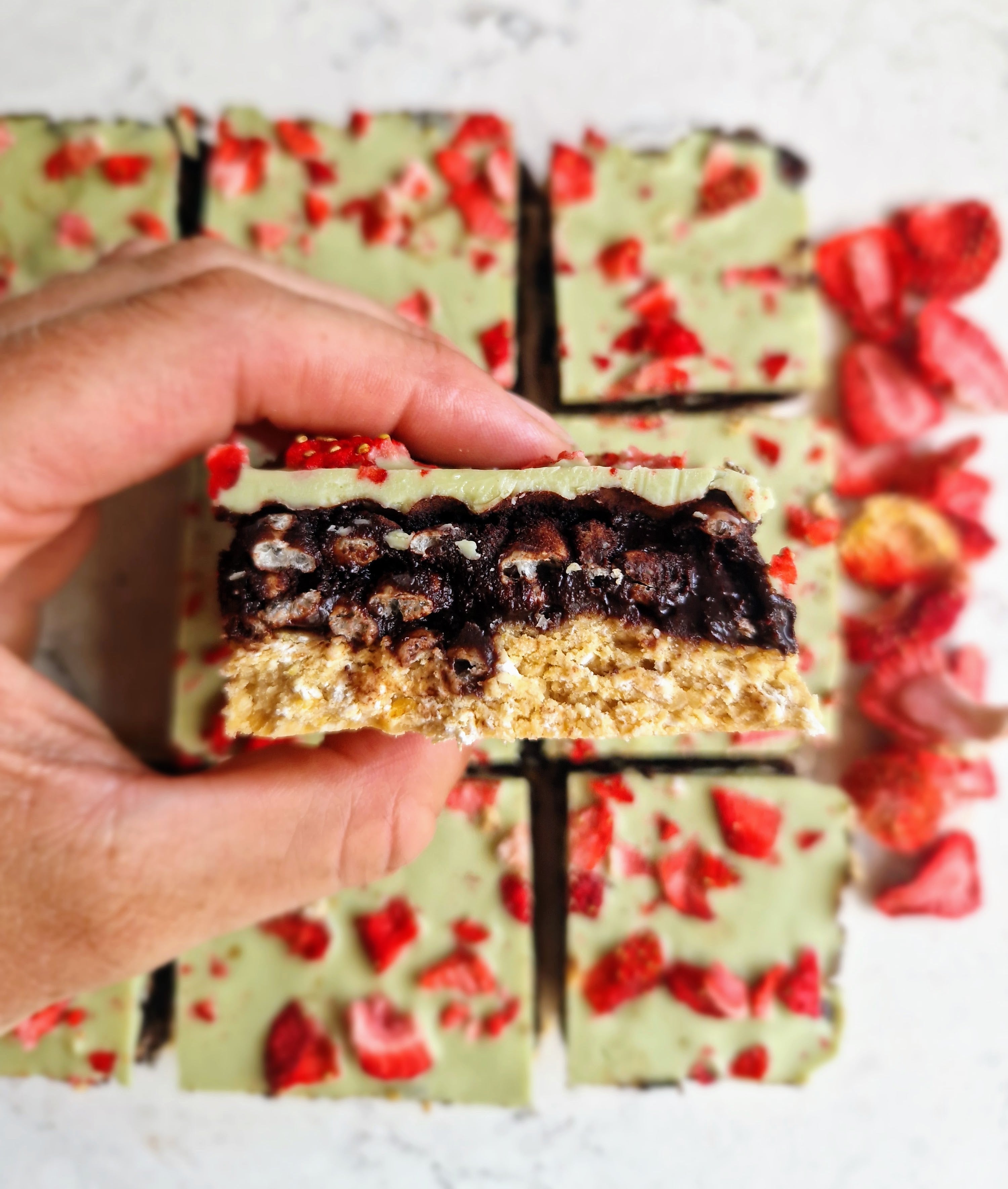 Chocolate Cookie Dough Pistachio Layered Bars
