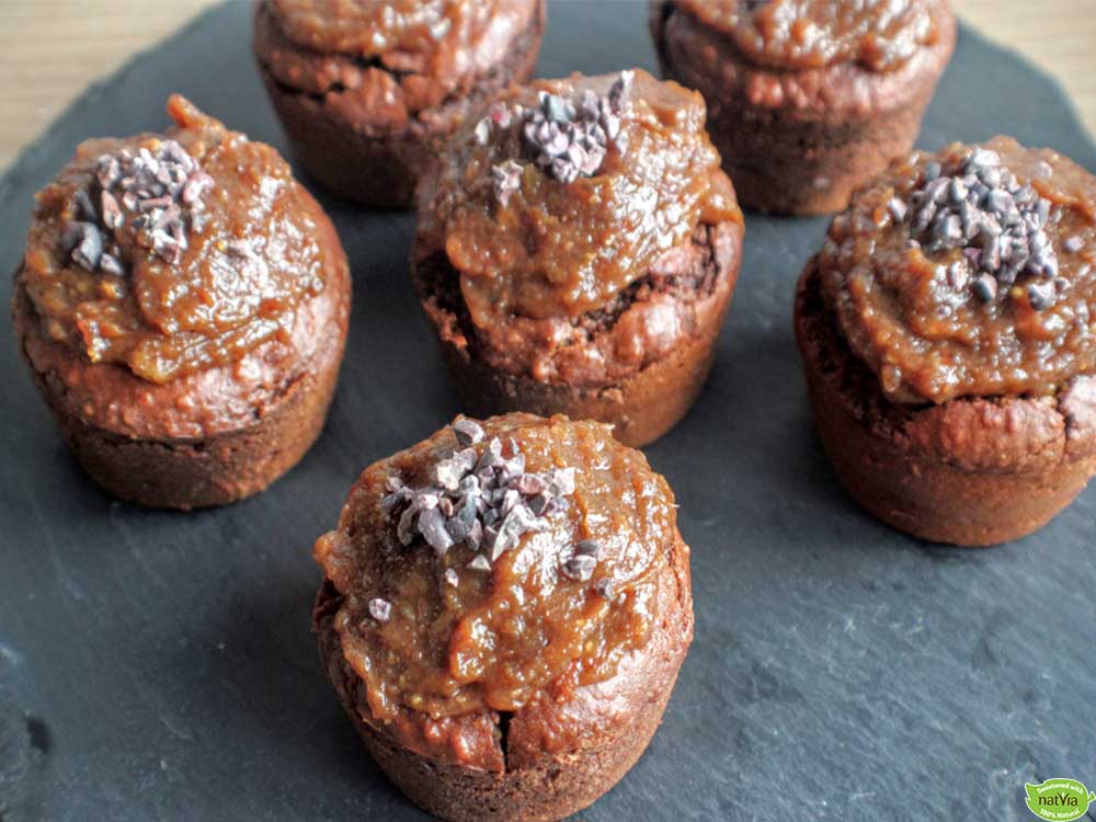 VEGAN SALTED CARAMEL STUFFED CHOCOLATE MUFFINS