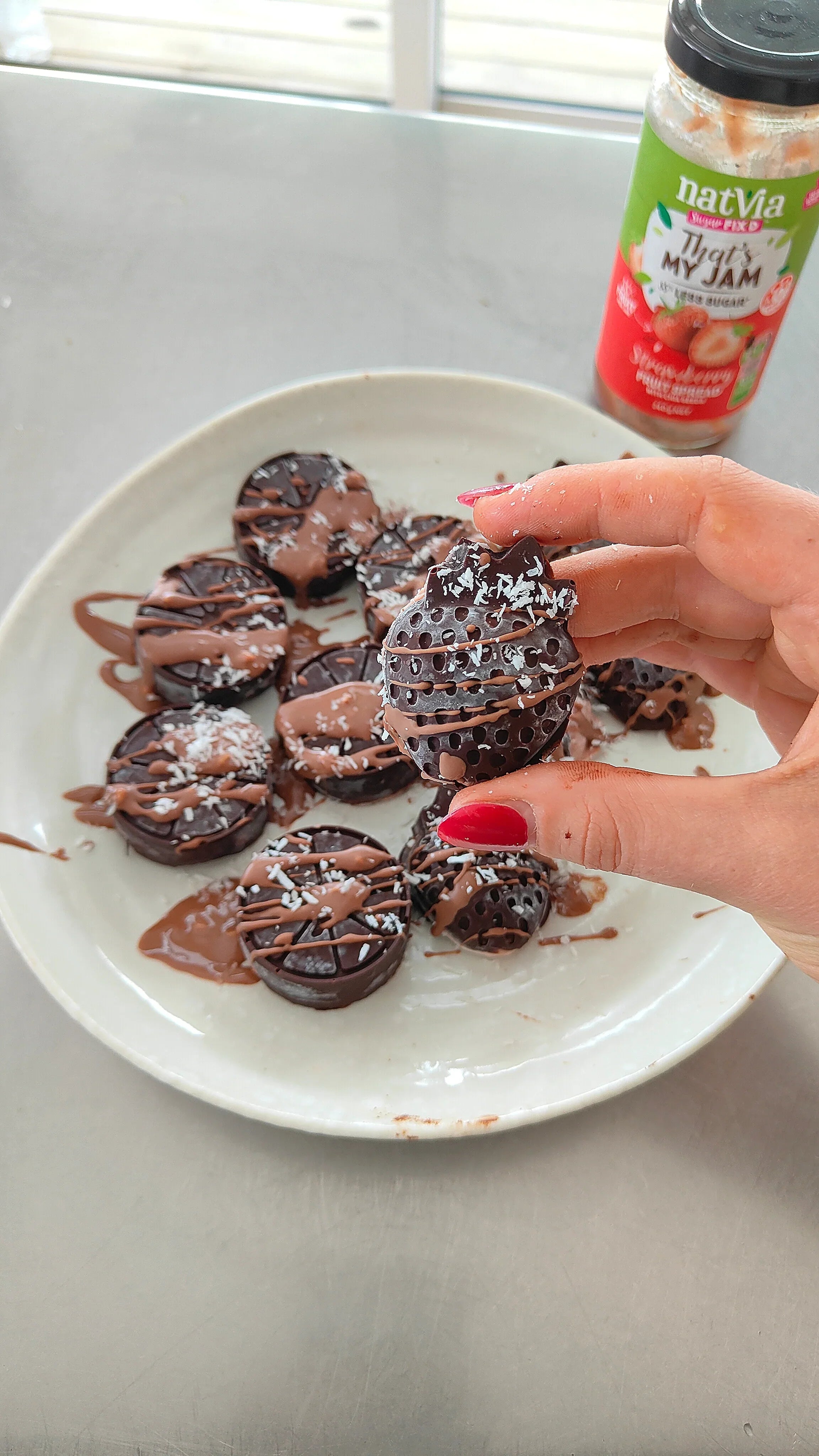 2 Ingredient Chocolate Jam Bites with Natvia Fruit Spread