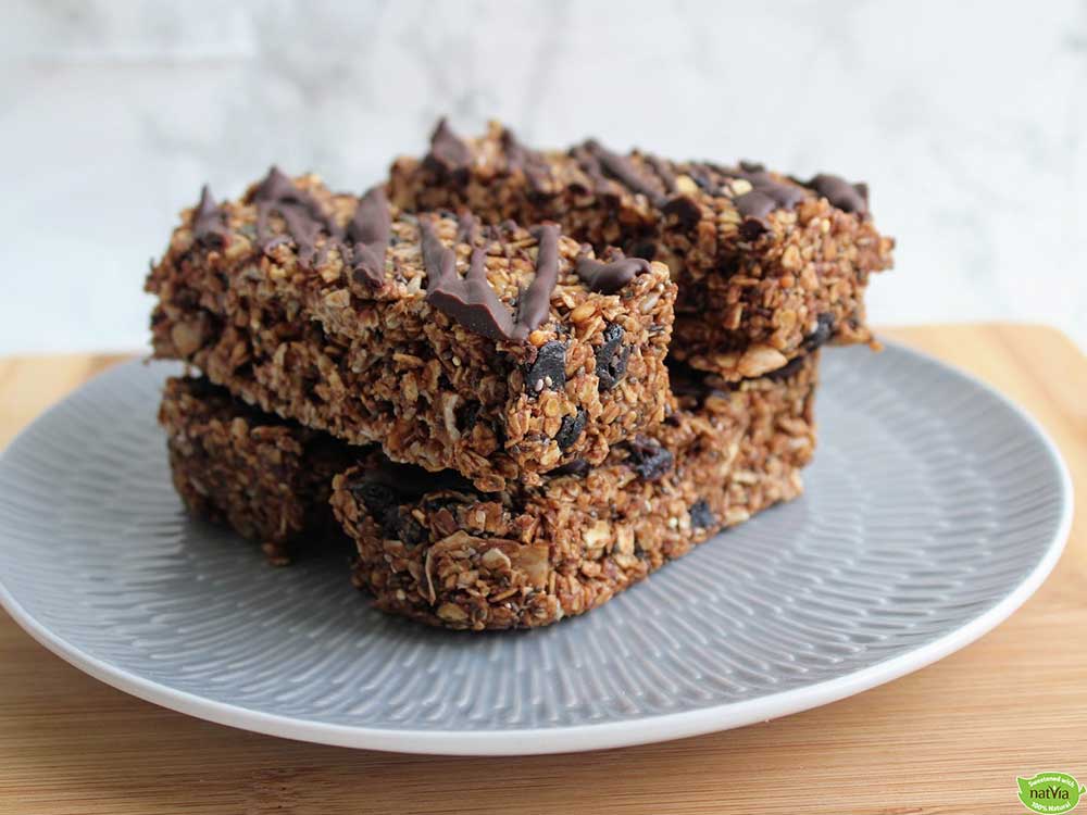 Blueberry and Coconut Chocolate Flapjack Bars