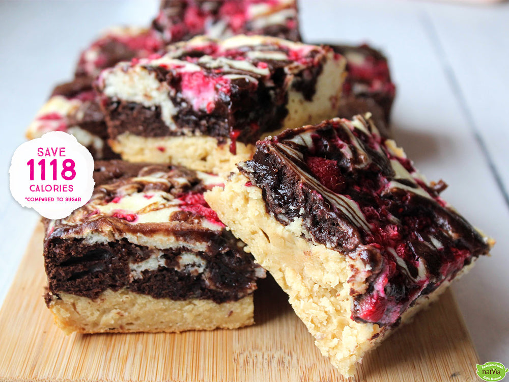 Raspberry Protein Brownie Cheesecake Blondies