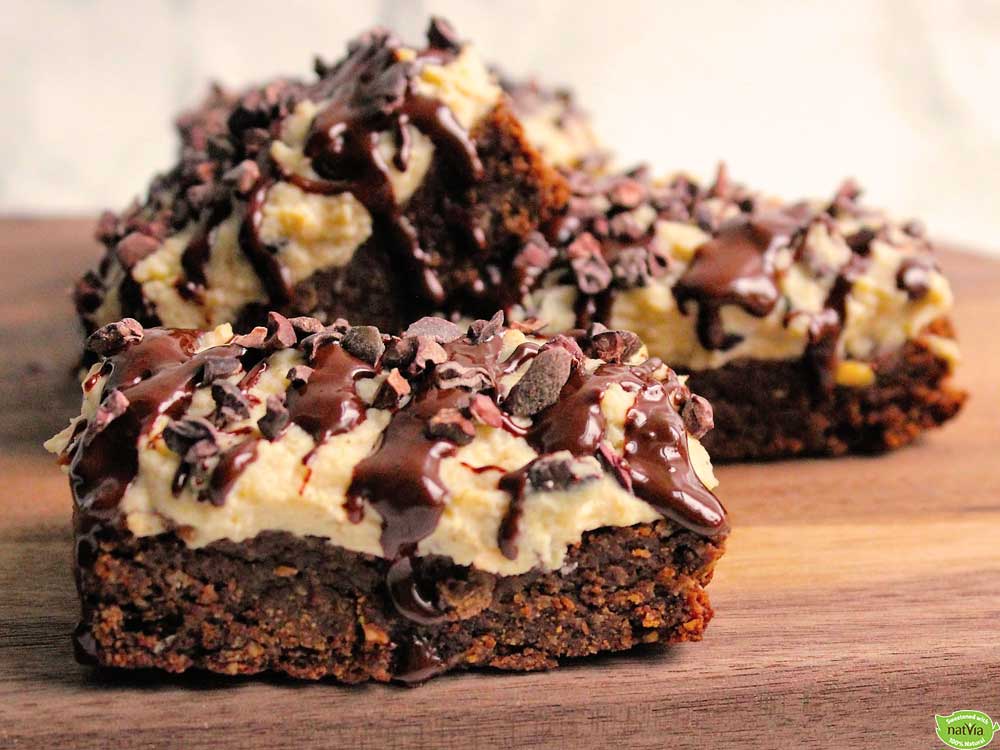 Cashew Cookie Dough-Topped Brownies