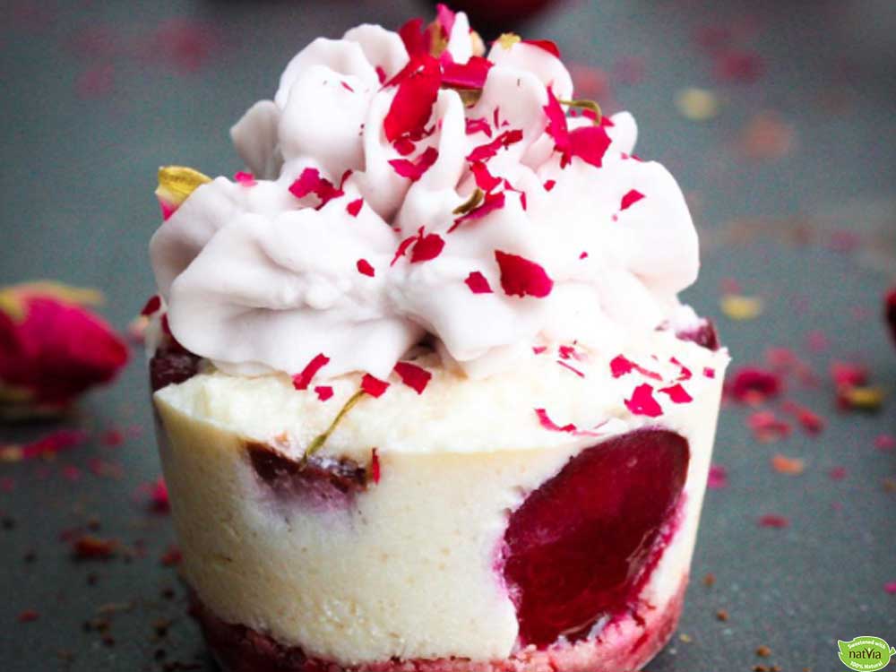 CHERRY COCONUT CHEESECAKES