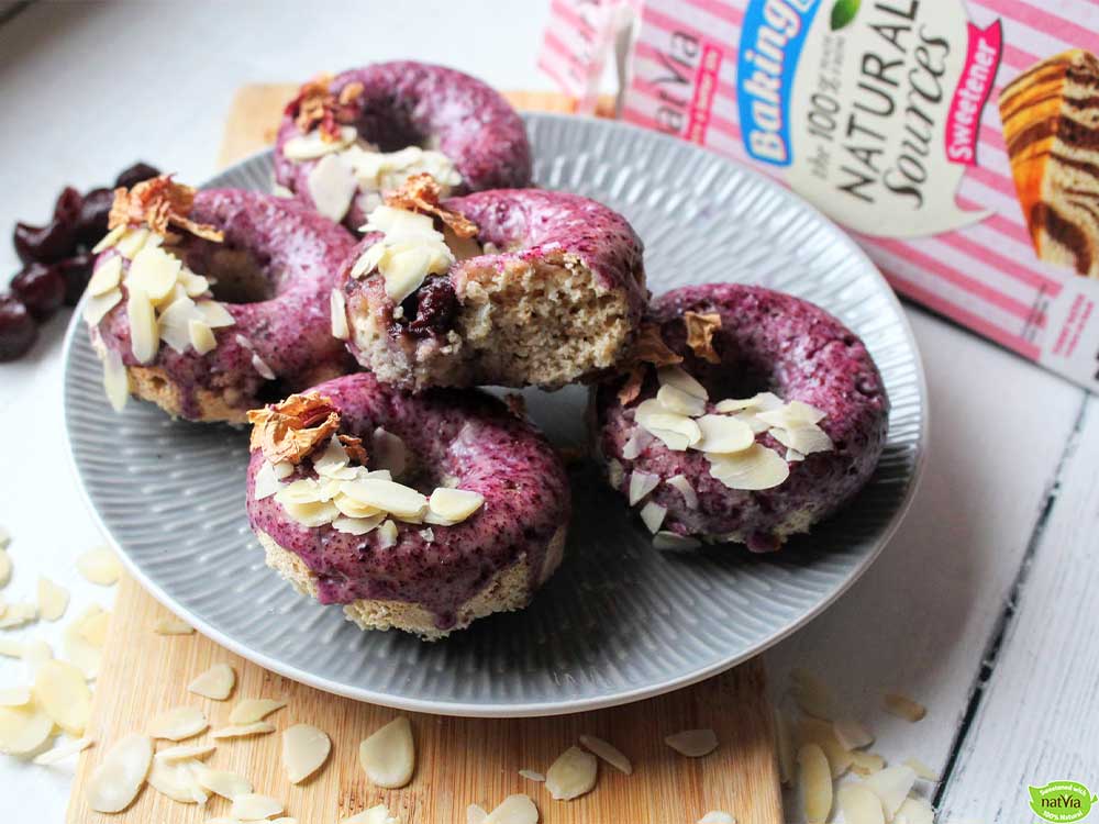 Cherry Almond Glazed Donuts