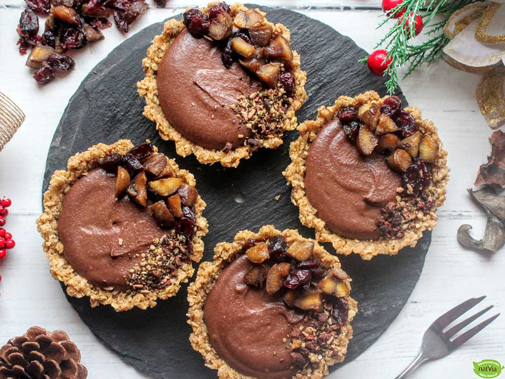 CHOCOLATE, CRANBERRY & CHESTNUT TARTS