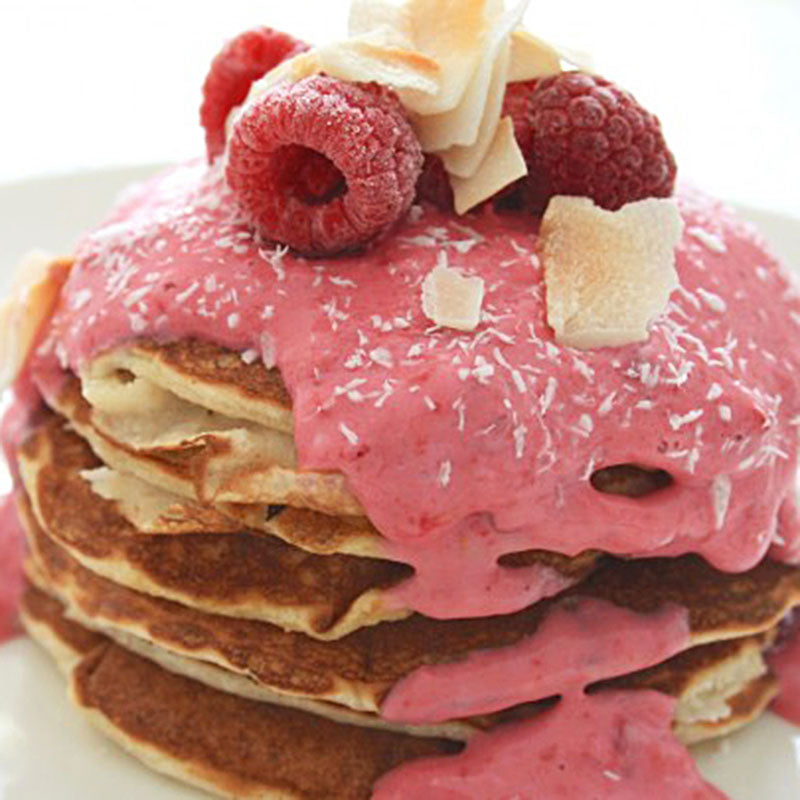 Coconut and Raspberry Cream Pancakes
