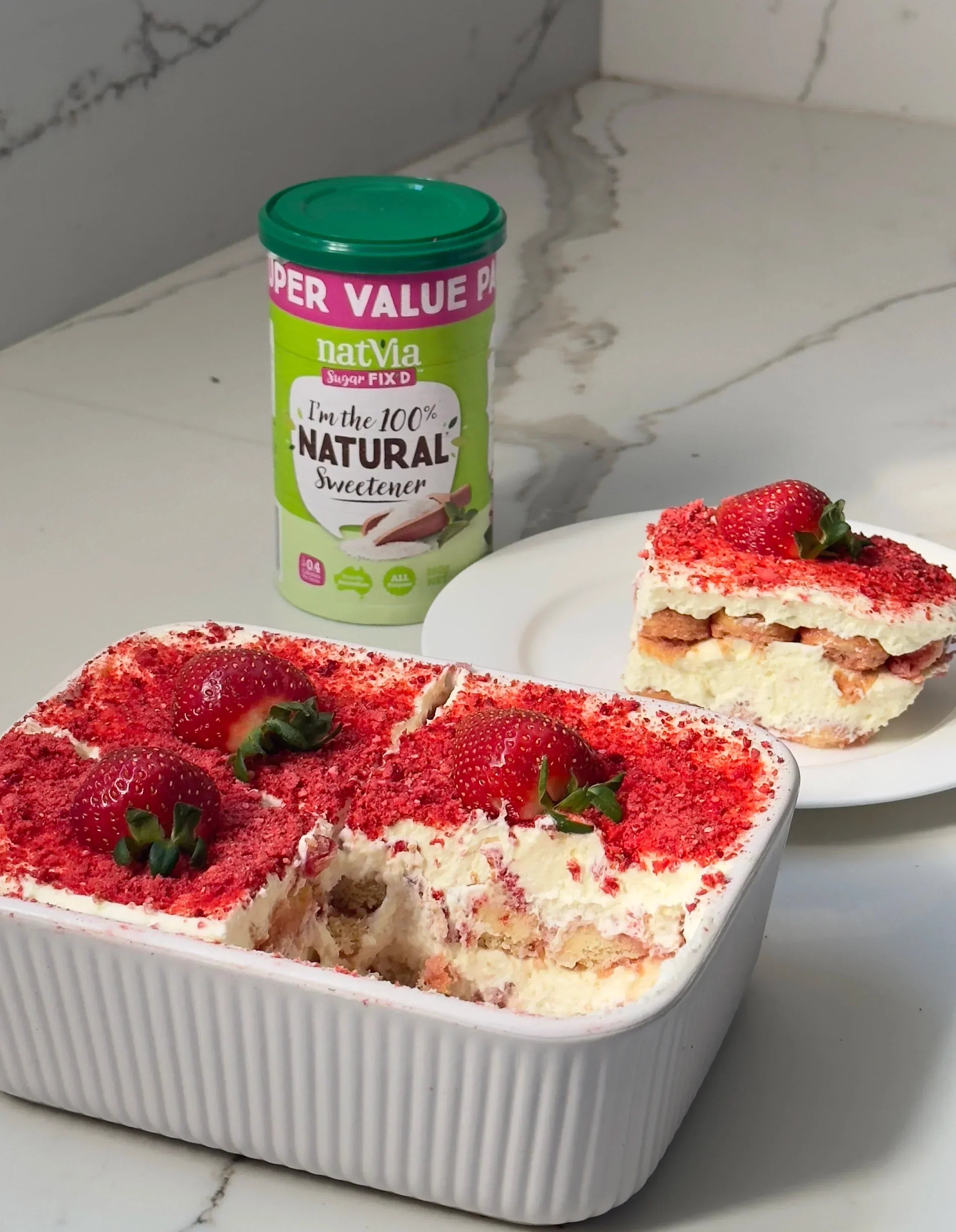 Low Sugar Strawberry Tiramisu with Natvia