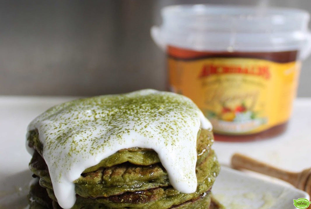 Matcha Pancake with Coconut Whipped Cream