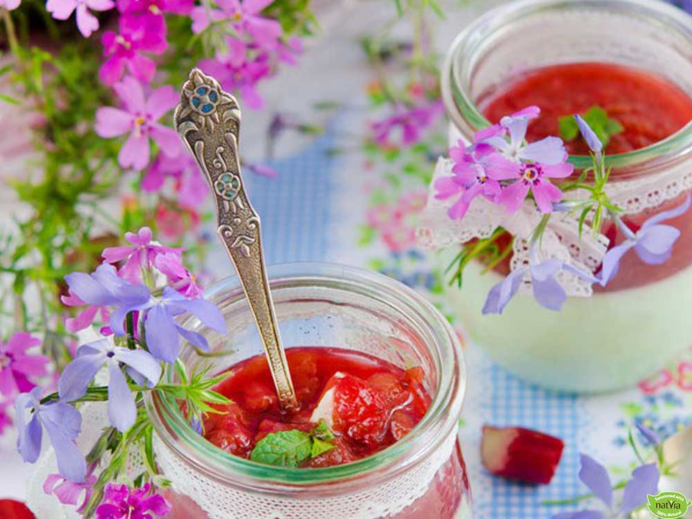 PANNA COTTA WITH POACHED RHUBARB