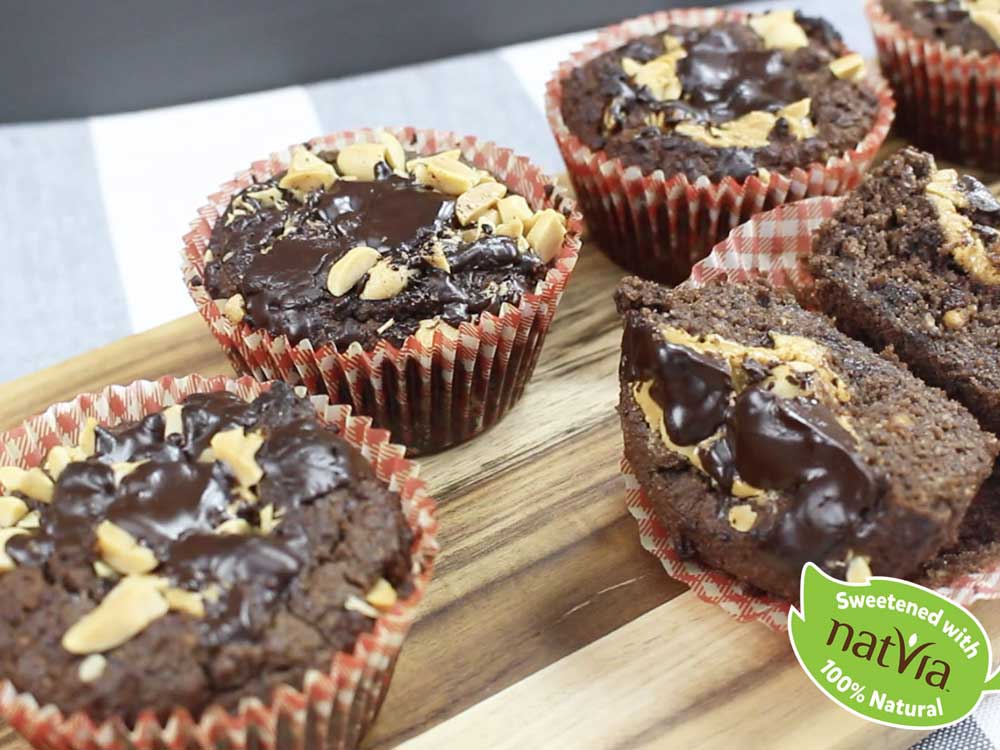 PROTEIN CHOCOLATE AND PEANUT BUTTER MUFFINS