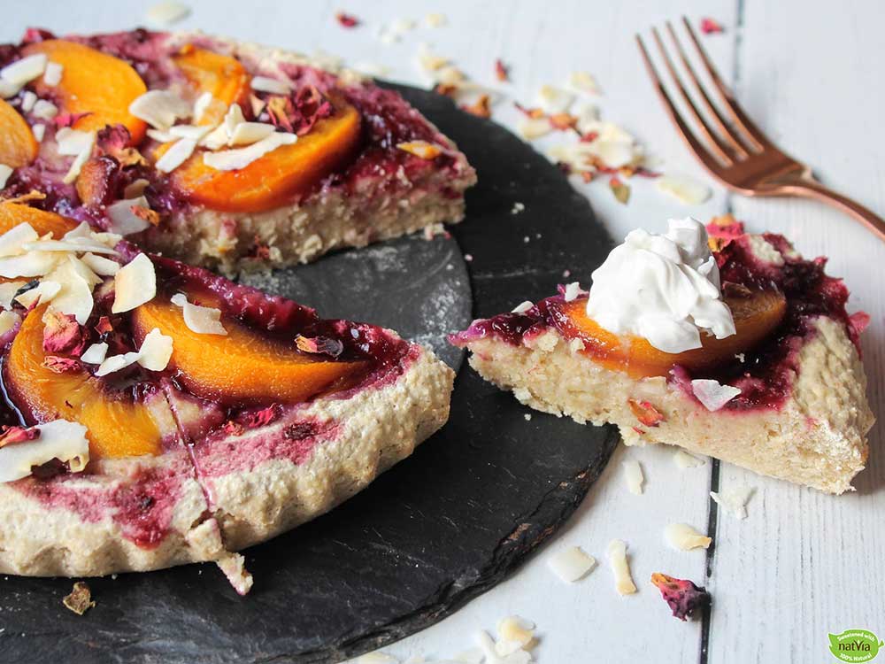 PEACH & CHERRY JAM COCONUT CAKE