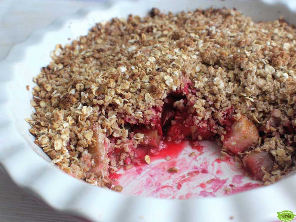 RHUBARB, RASPBERRY & APPLE CRUMBLE