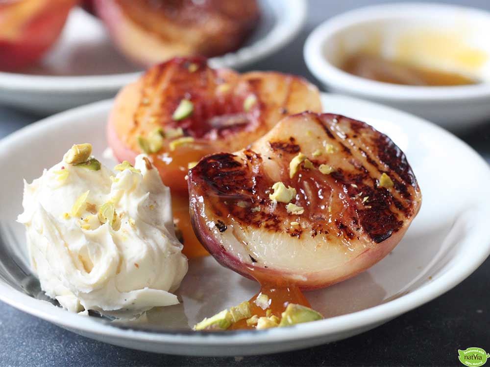 Low Carb Salted Caramel Peaches with Mascarpone