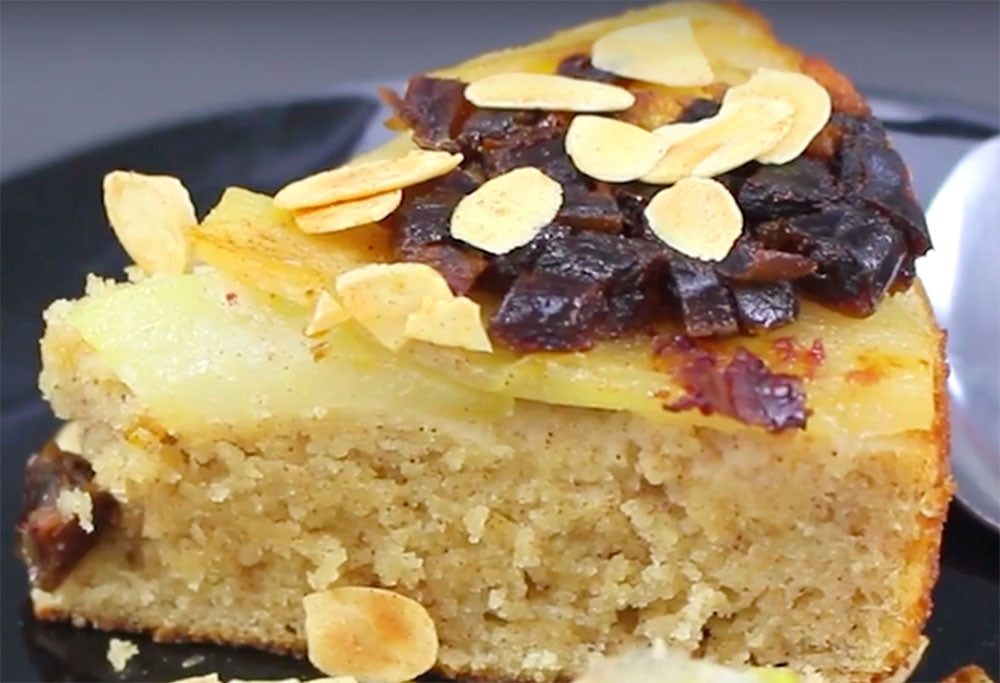 Upsidedown pear almond cake