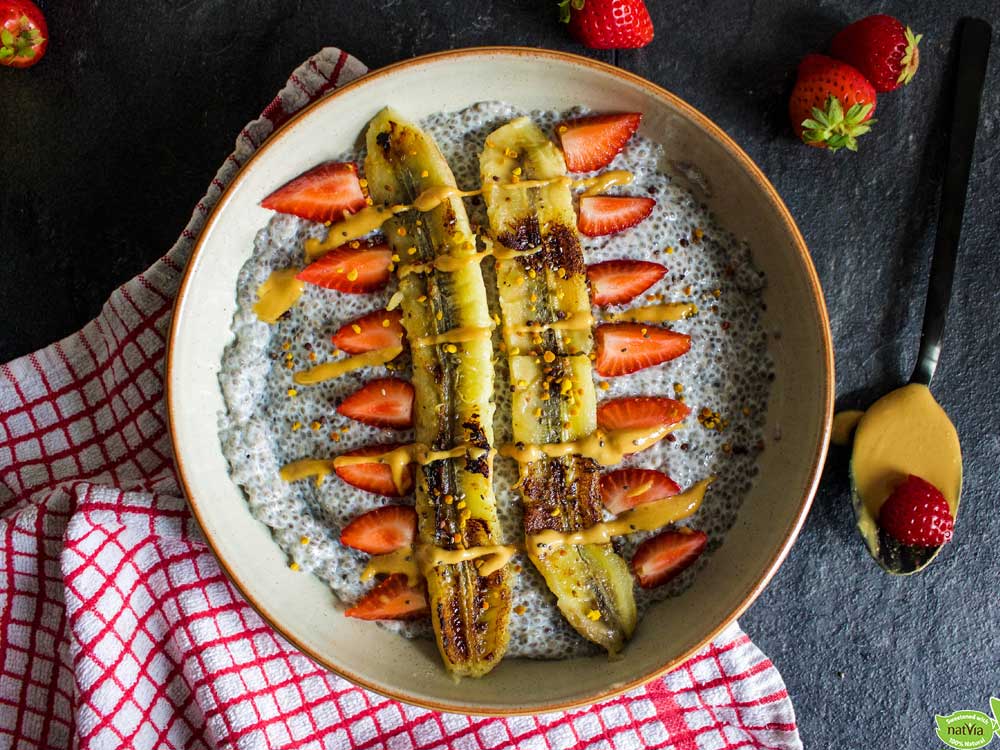 VEGAN CHIA SEED PUDDING WITH CARAMELISED BANANA