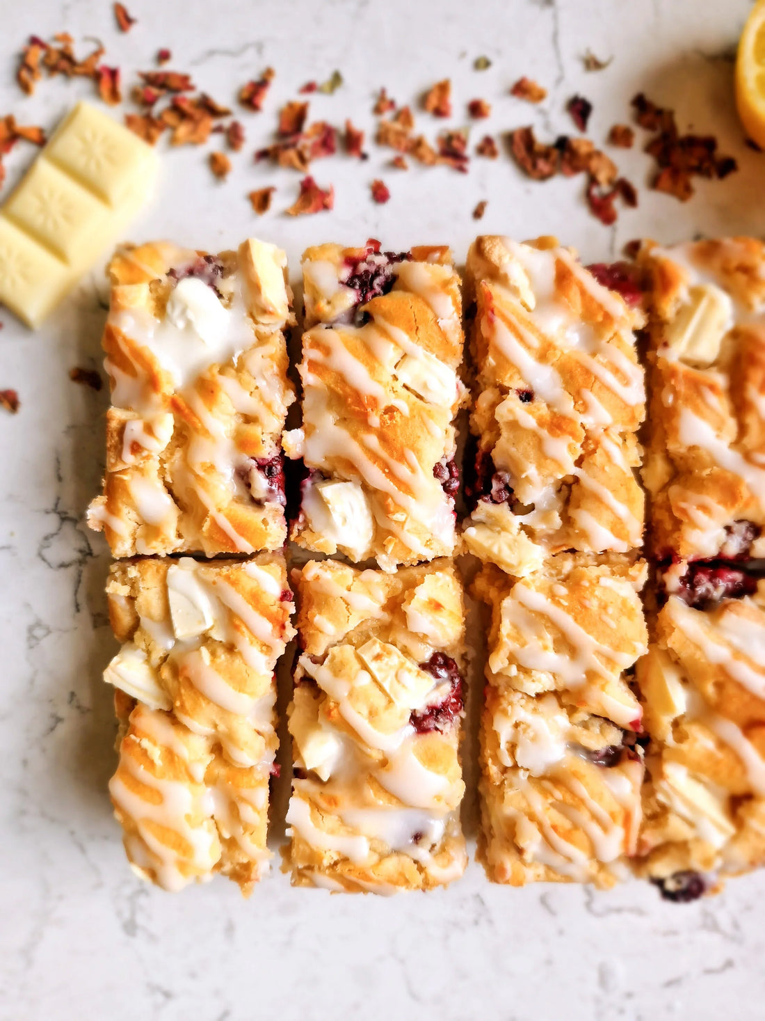 White Chocolate, Lemon and Berry Blondies