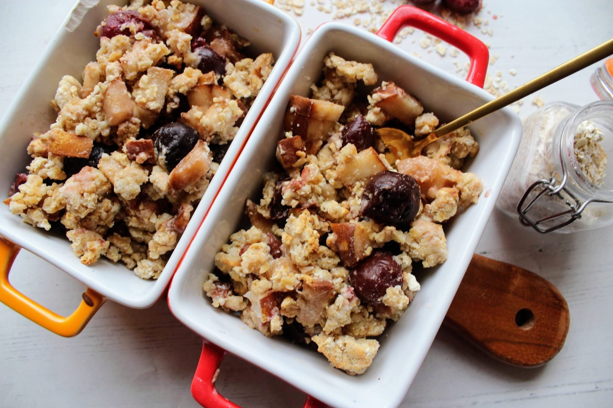 CHERRY & PEAR CRUMBLE CRISP