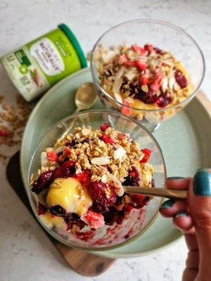 Layered Berry & Granola Custard Pots