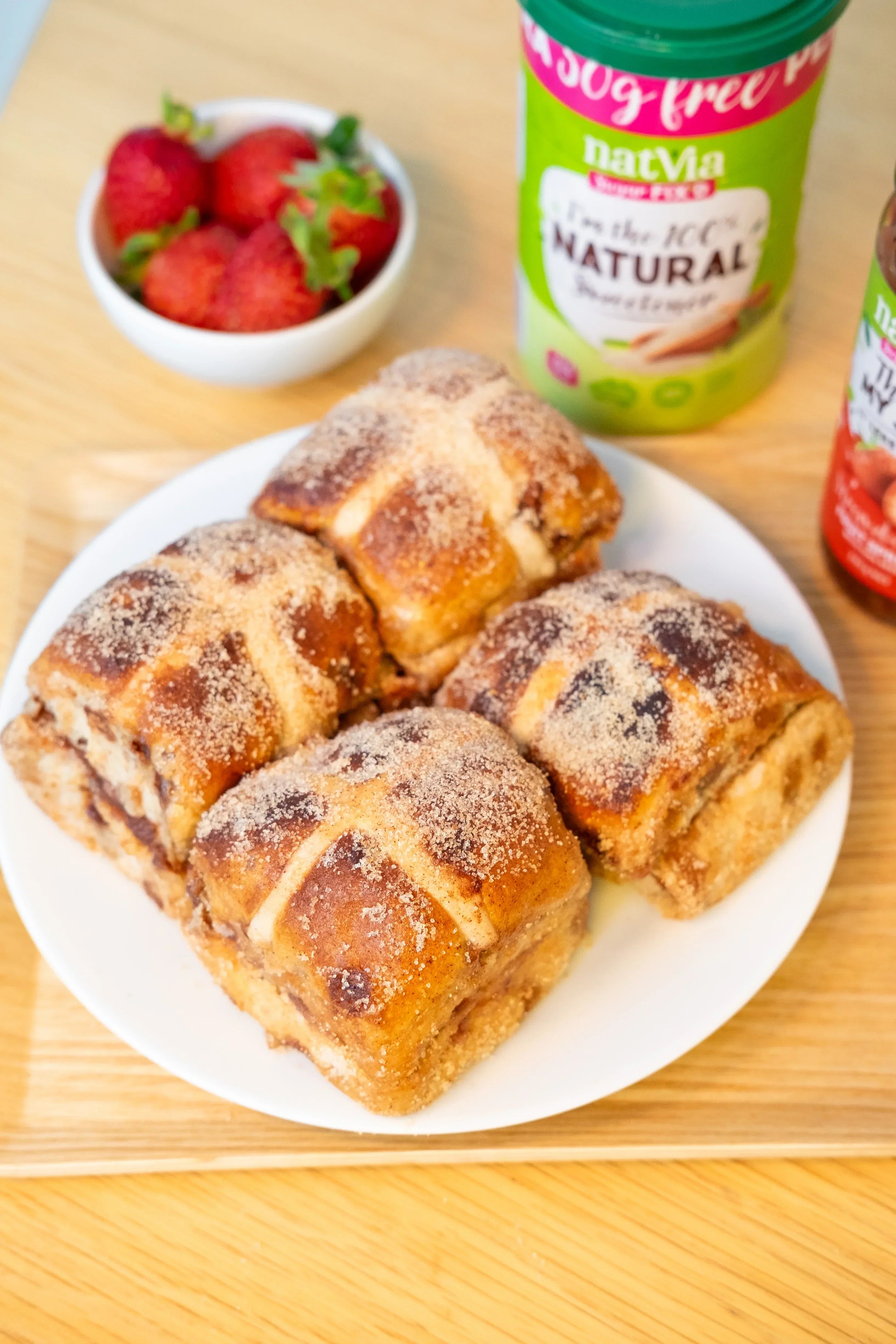 Jam Donut Hot Cross Buns