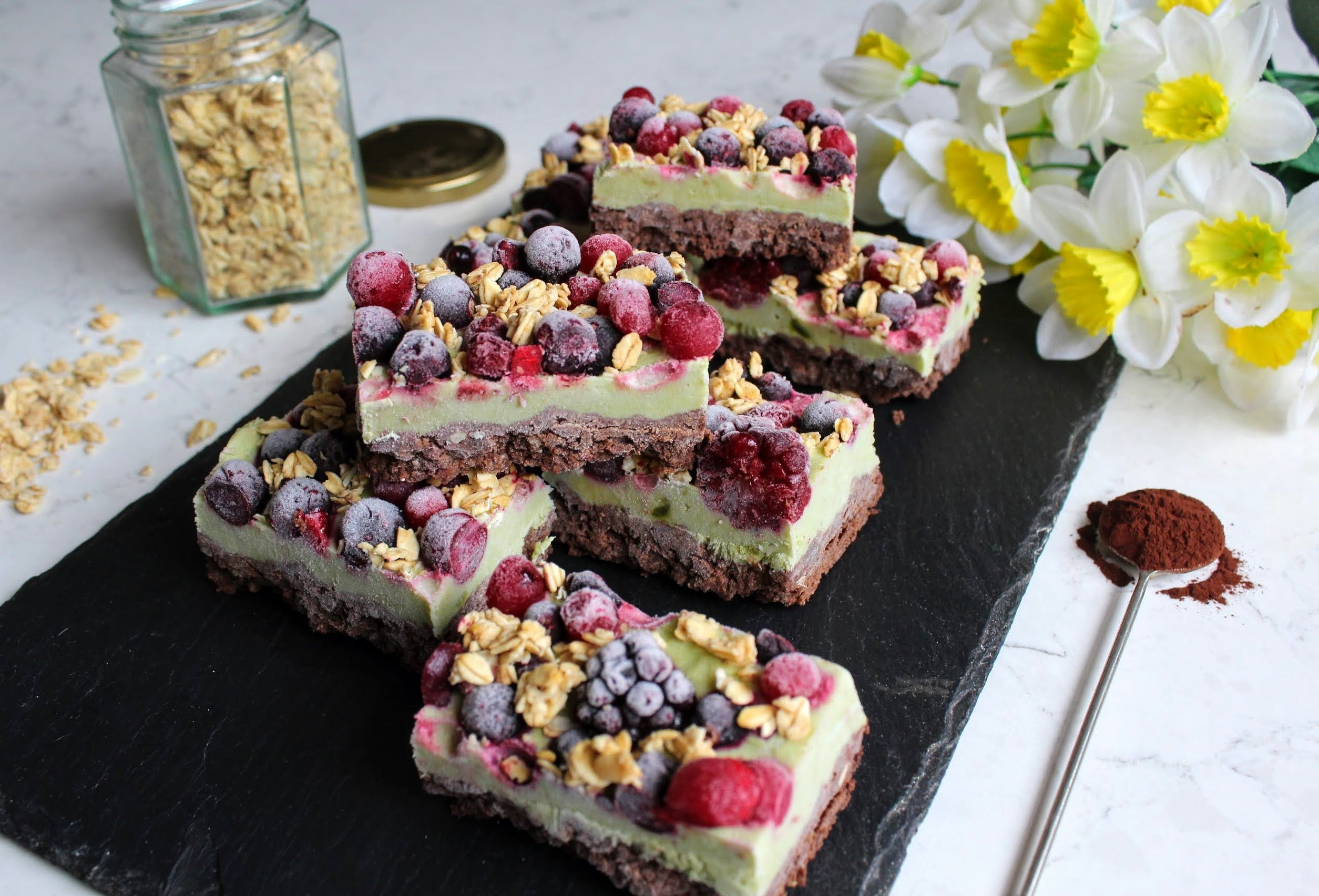 Matcha Yogurt Berry Granola Bites