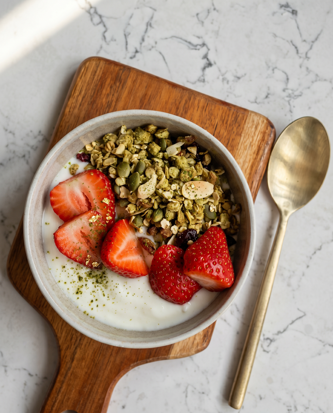 Matcha Granola with White Chocolate and Cranberries