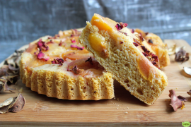 UPSIDE DOWN PLUM & GINGER POLENTA CAKE