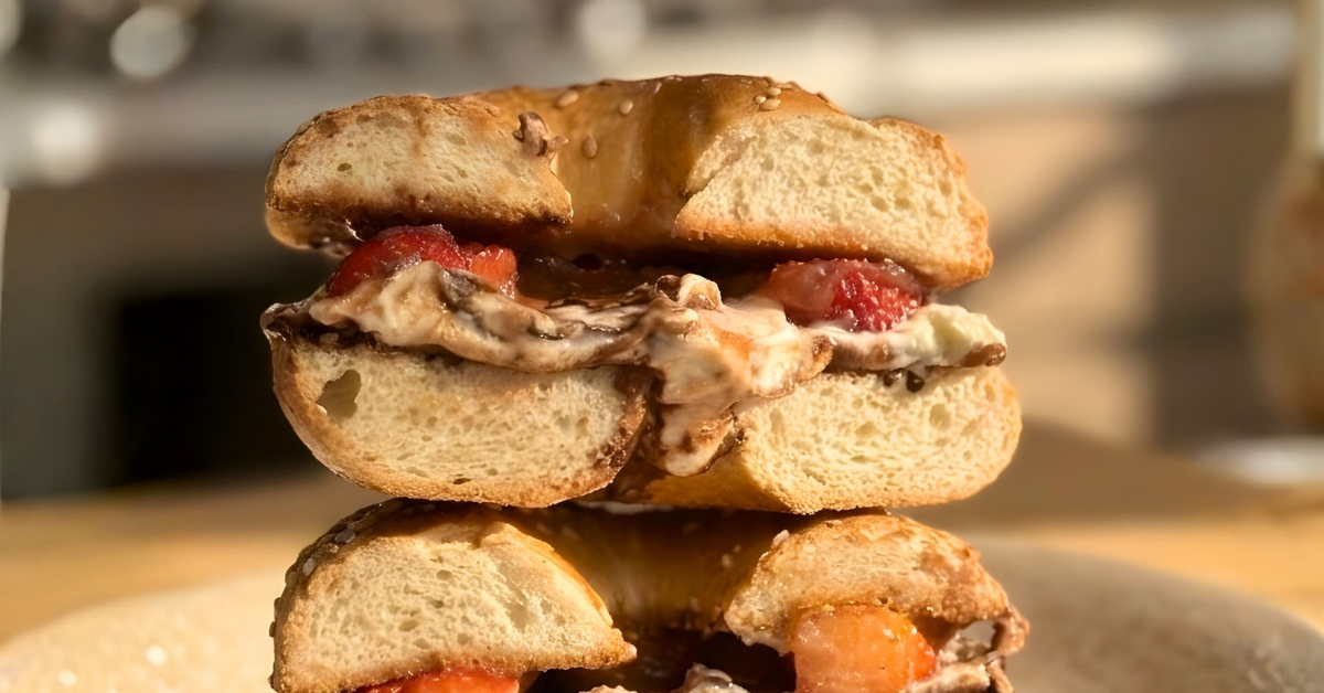 Hazelnut Spread & Strawberry Jam Bagel