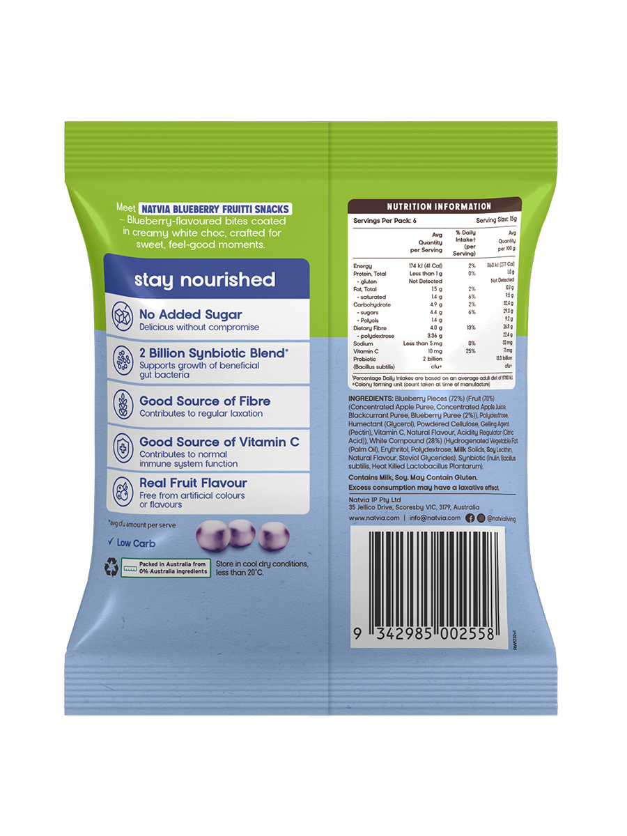 Natvia Fruitti Snacks Blueberry 80g