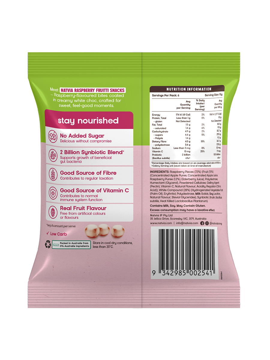 Natvia Fruitti Snacks Raspberry 80g