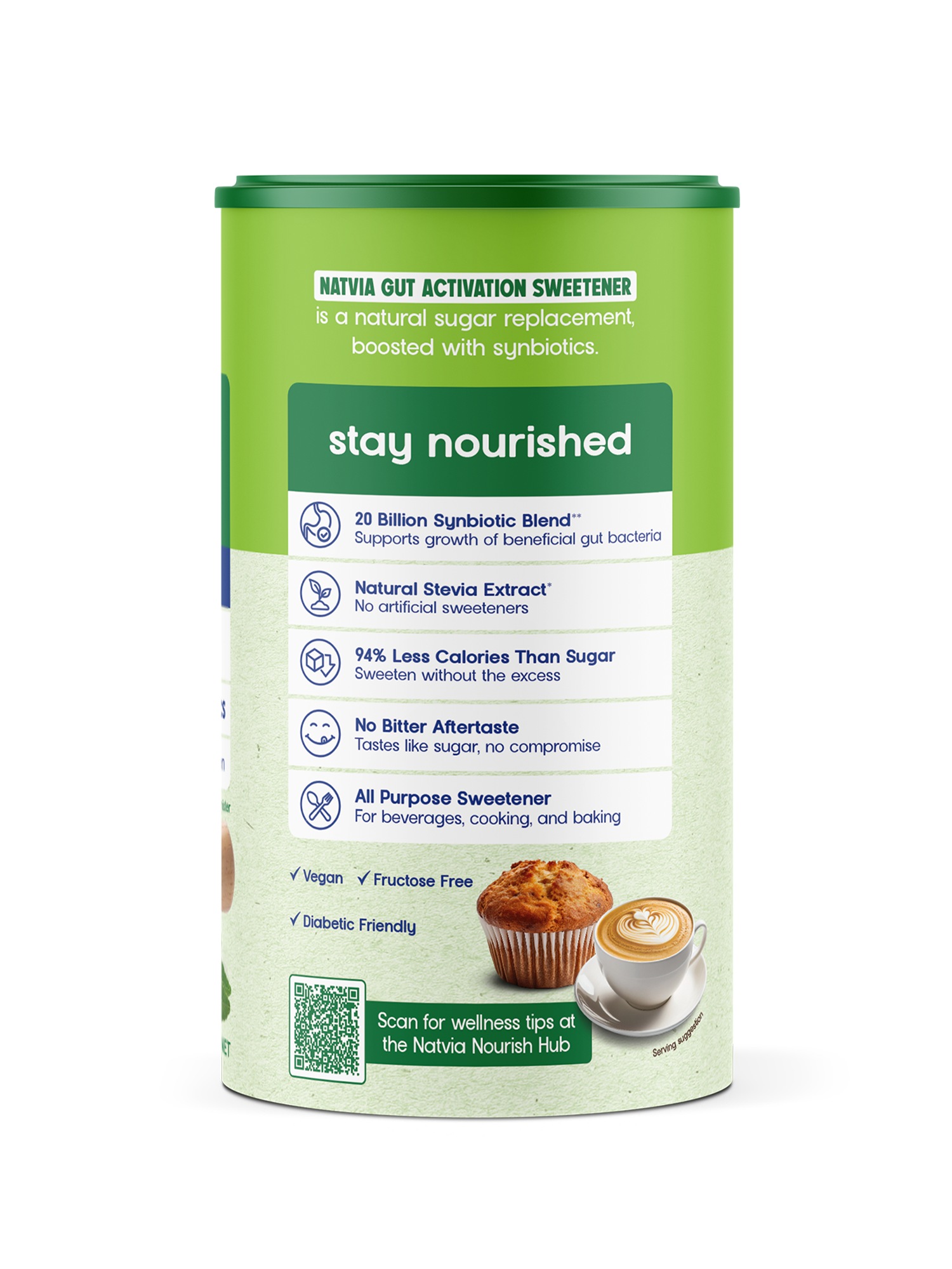 Natvia Gut Activation Sweetener Stevia Canister 300g