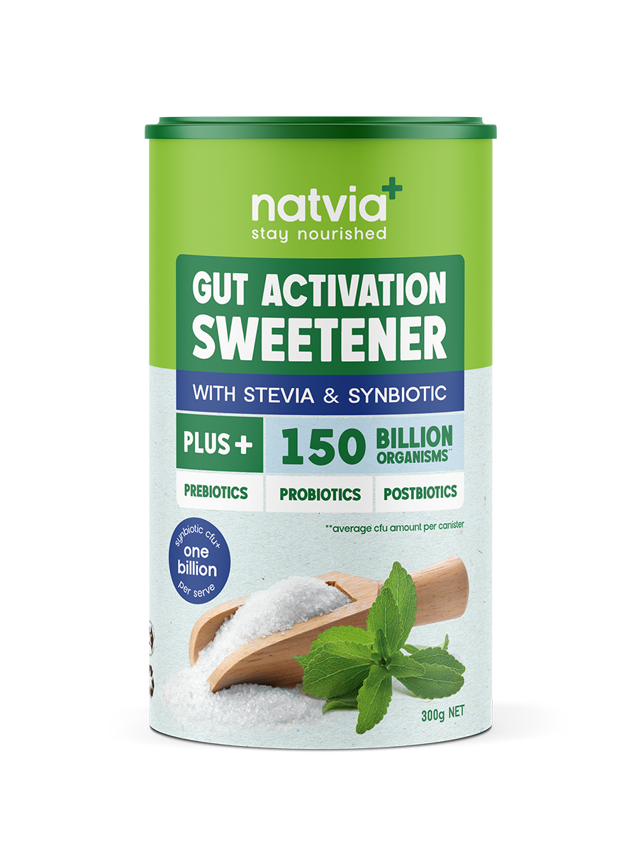 Natvia 150B Gut Activation Sweetener Stevia Canister 300g