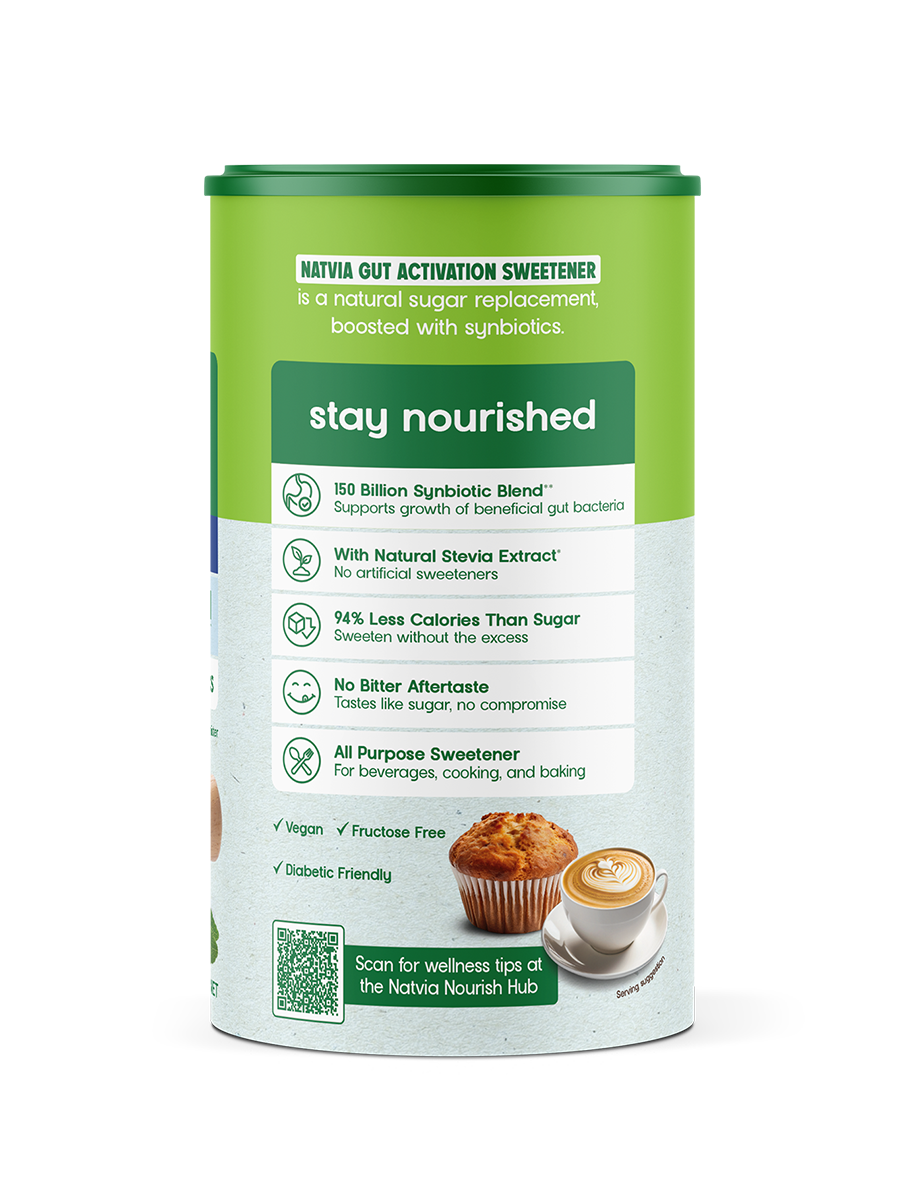 Natvia 150B Gut Activation Sweetener Stevia Canister 300g