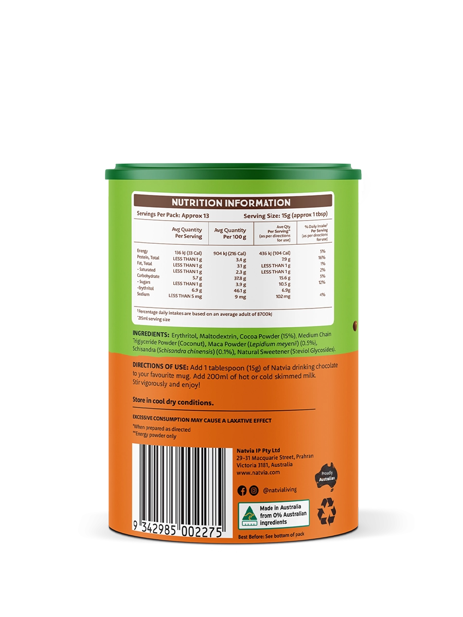 Natvia Energy Rich Hot Choc+ 200g