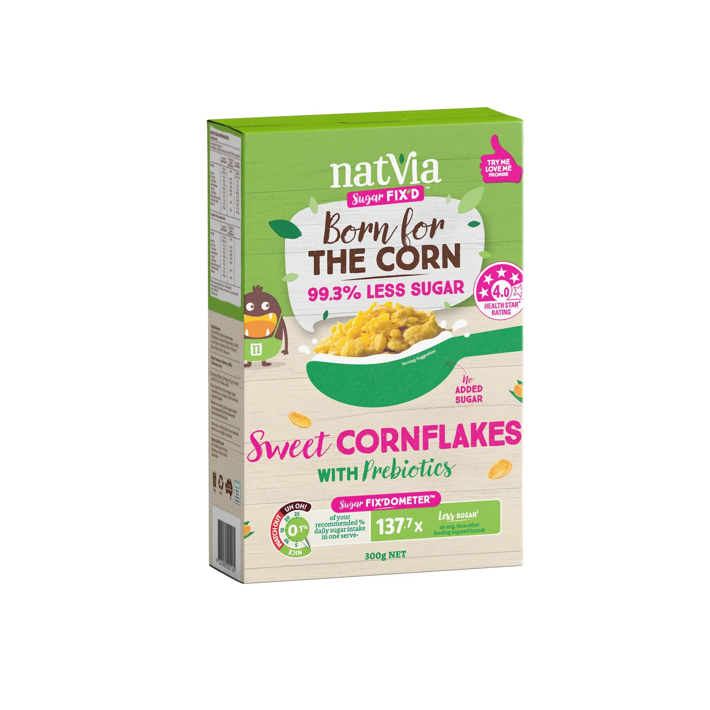 Natvia Cereal Sweet Cornflakes 300g Front Face