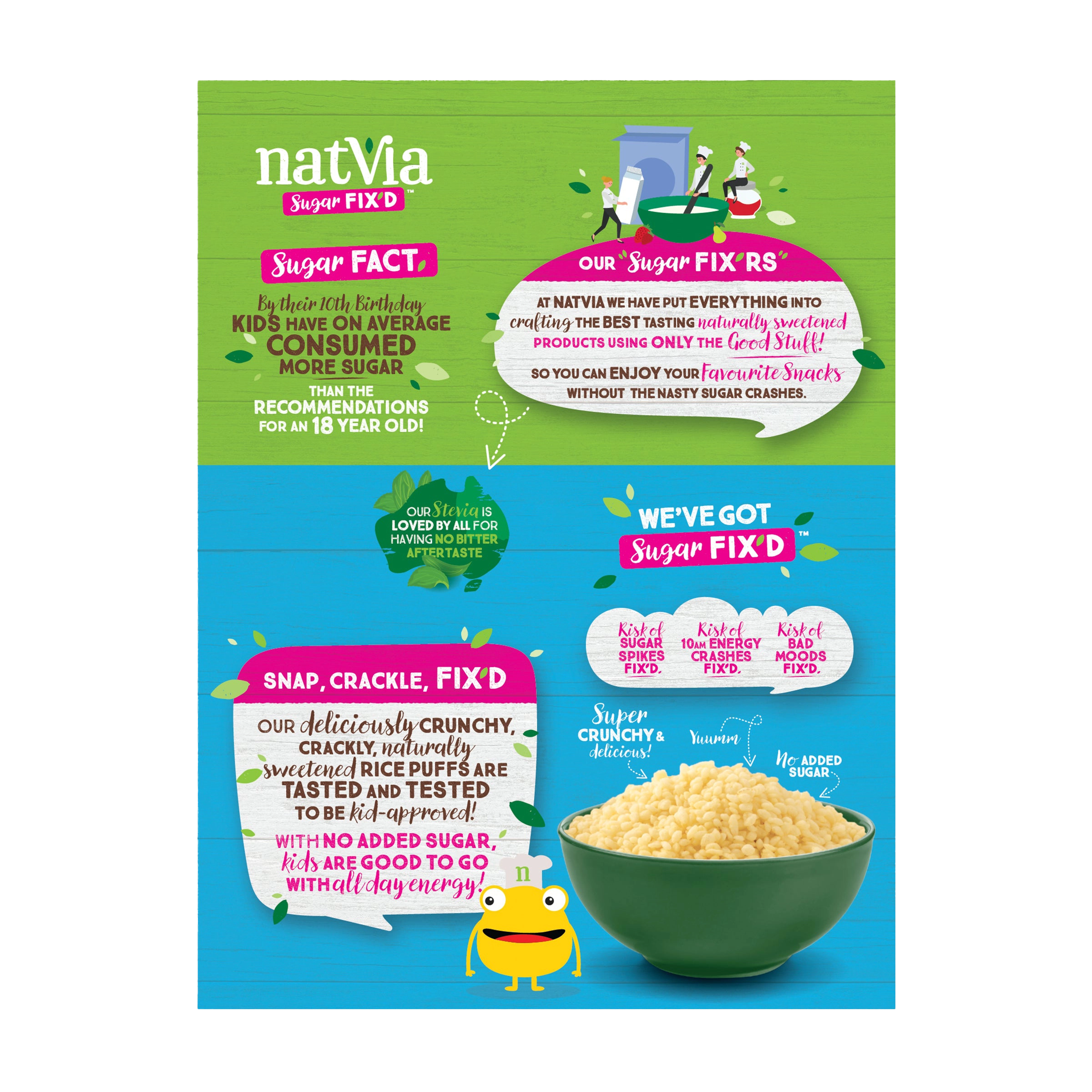 Natvia Cereal Sweet Rice Puffs 280g Back face