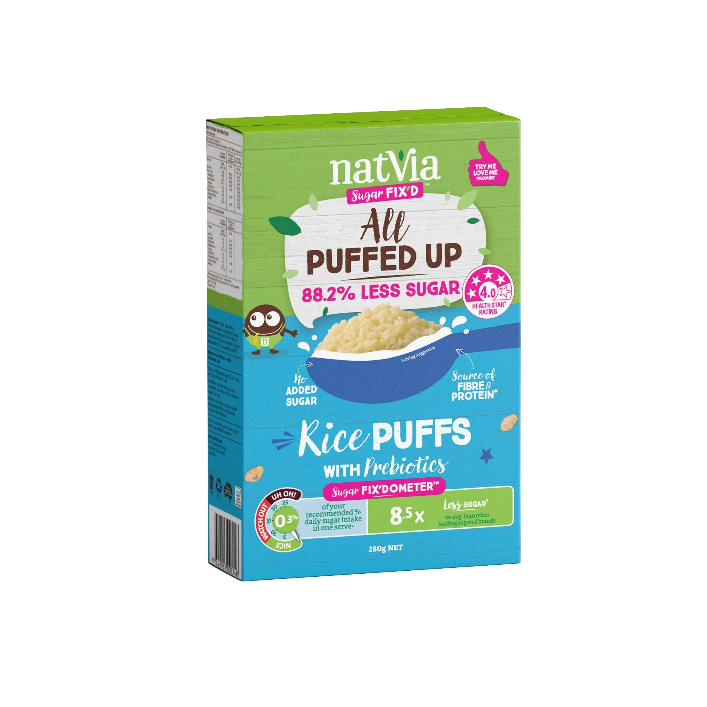 Natvia Cereal Sweet Rice Puffs 280g Front Face