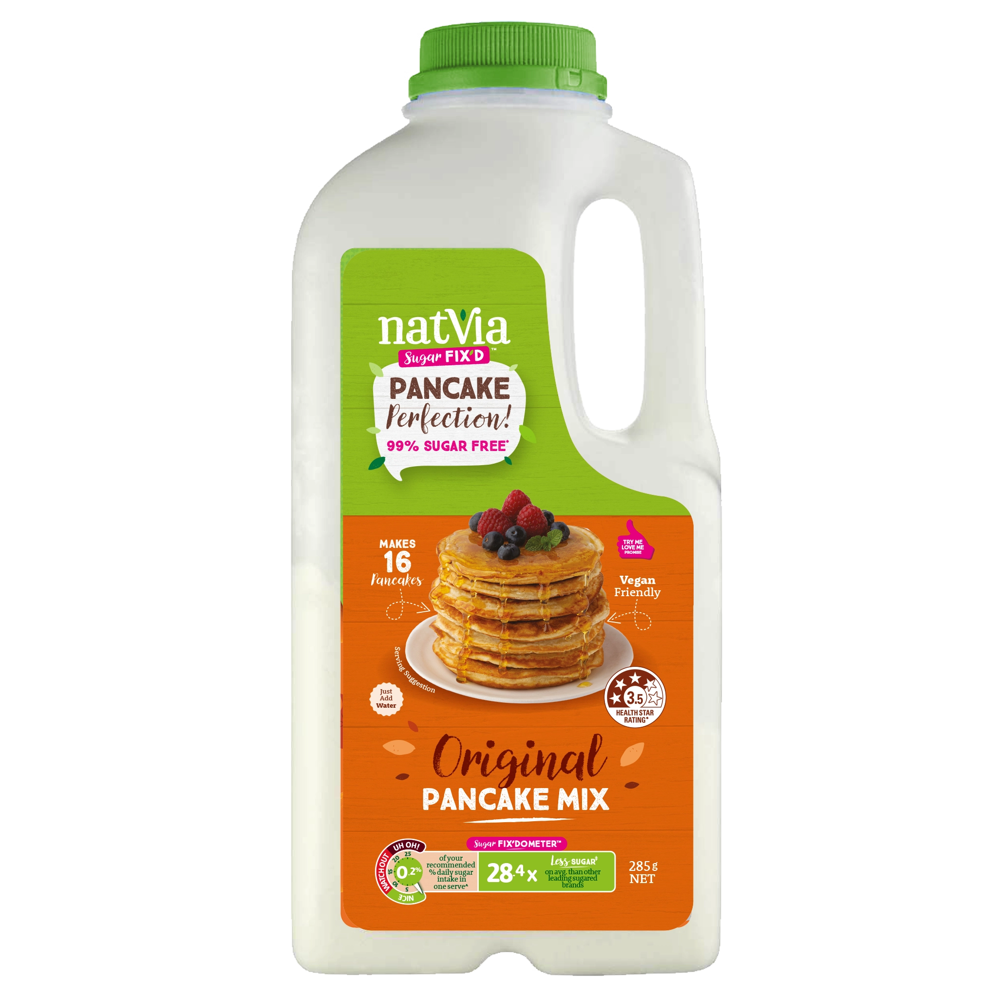 Natvia Pancake Mix 285g Front face