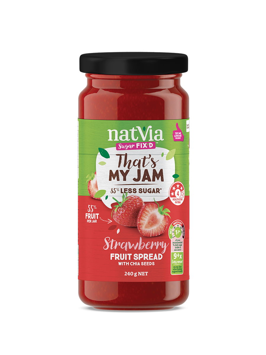 Natvia Strawberry Fruit Spread 240g Front Face