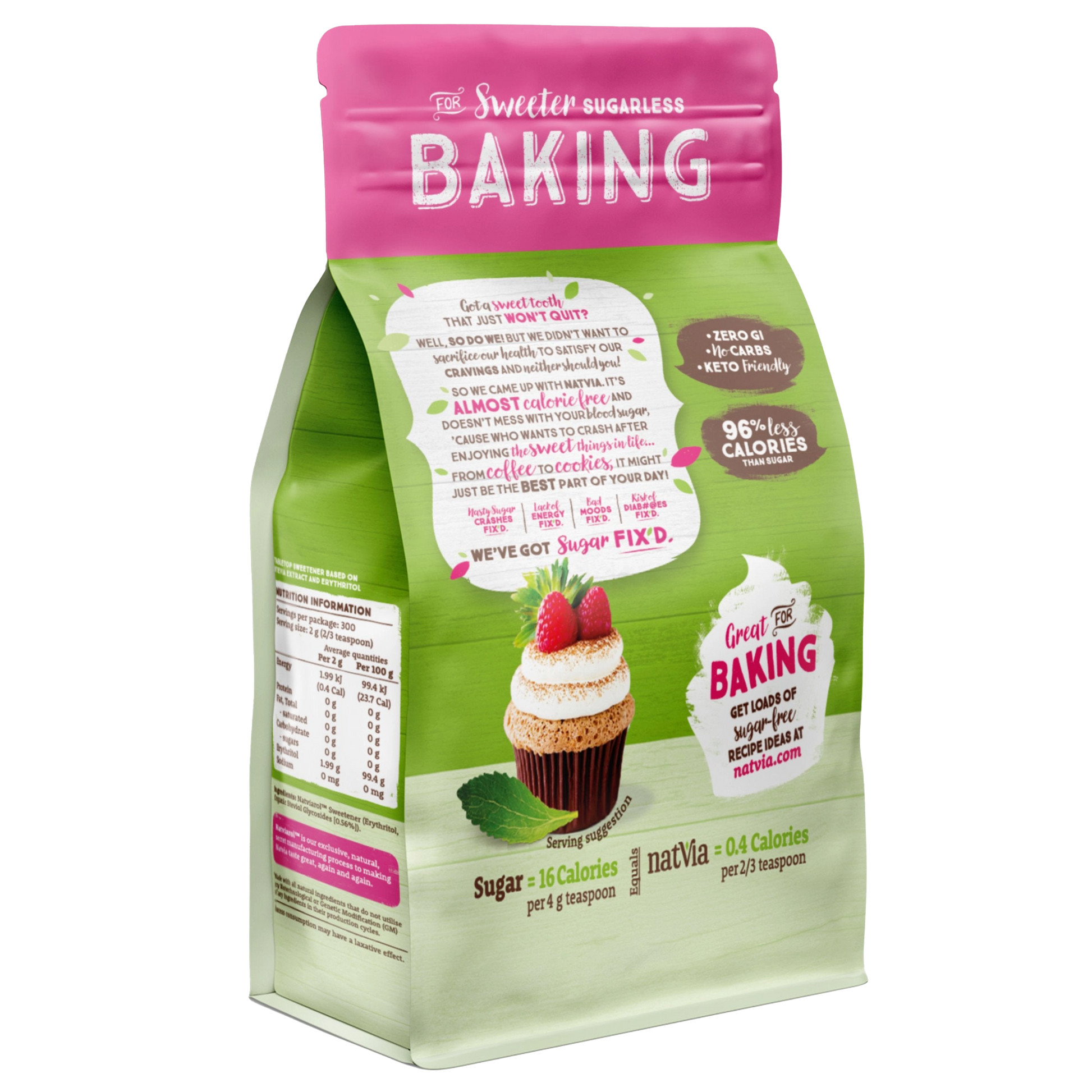 Natvia Sweetener Baking Pouch 600g Back Face