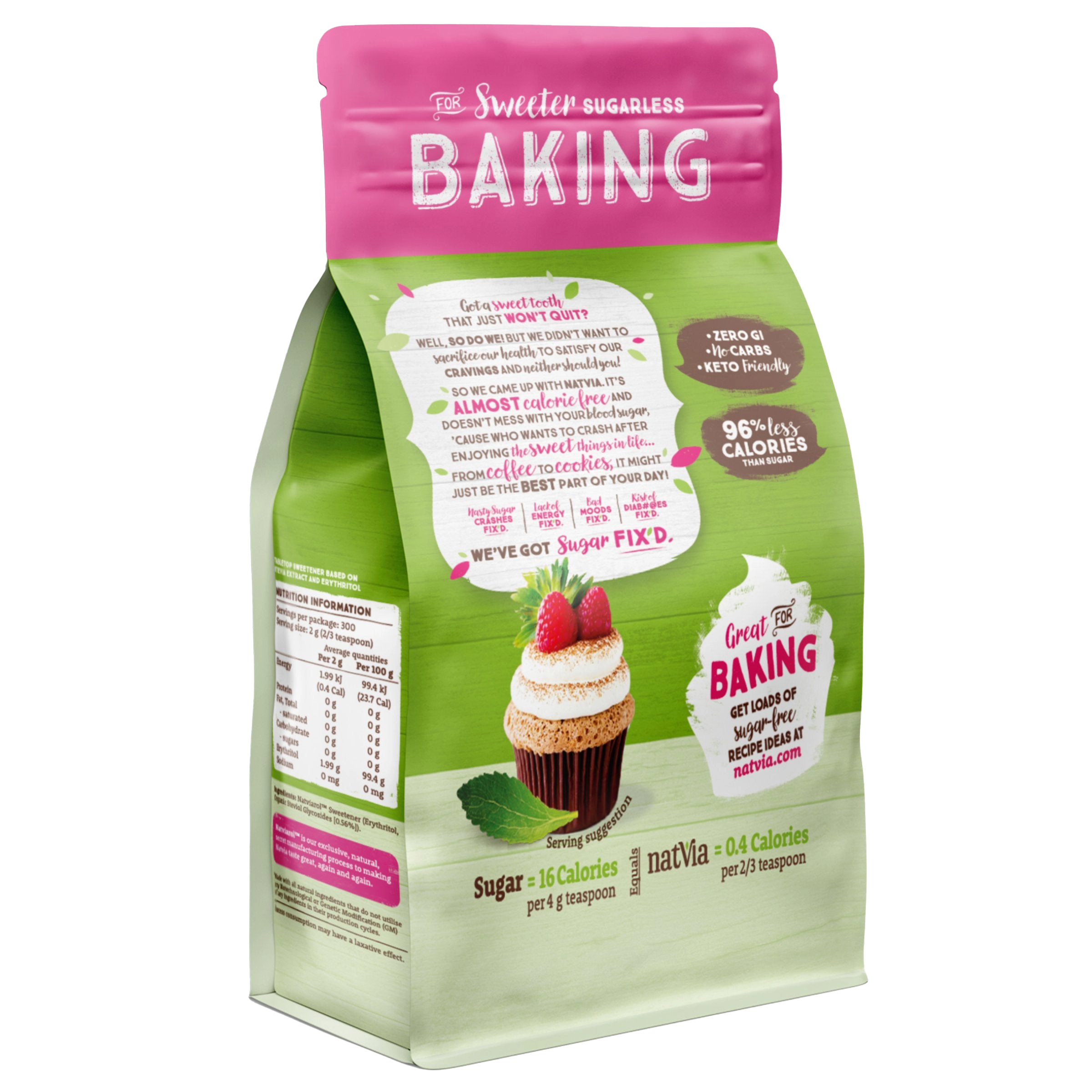 Natvia Sweetener Baking Pouch 600g Back Face