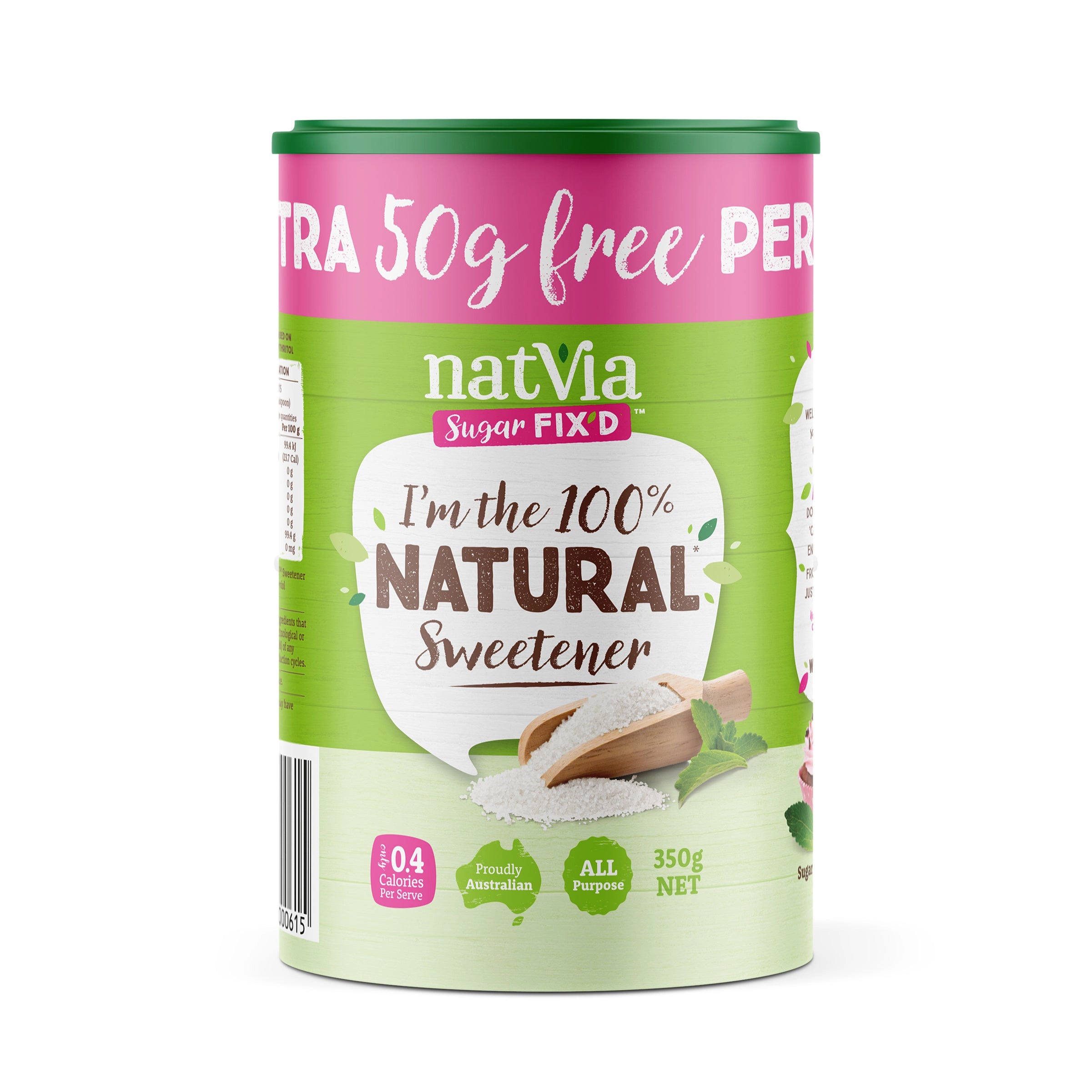 Natvia Sweetener Canister 350g Front Face